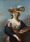 Portrait of The Artist's Daughter, Marie Paintings - Vigee Le Brun - Self Portrait with a Straw Hat by Unknown Artist